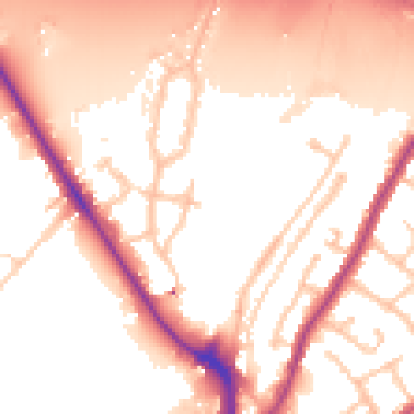 Daytime road noise heatmap for UB9 4AW