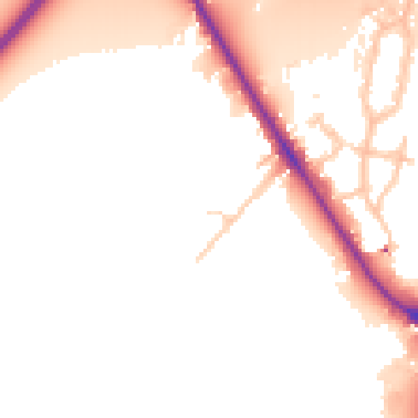 Daytime road noise heatmap for UB9 4BA