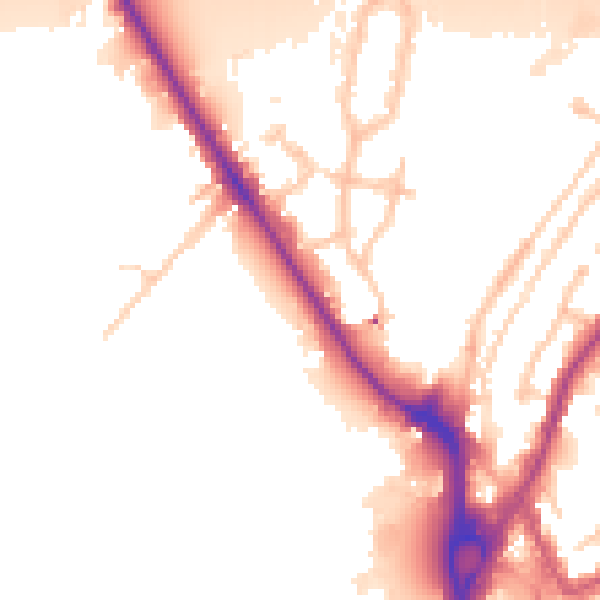 Daytime road noise heatmap for UB9 4DA