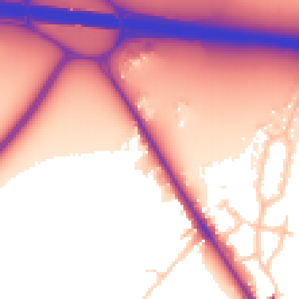 Daytime road noise heatmap for UB9 4DE