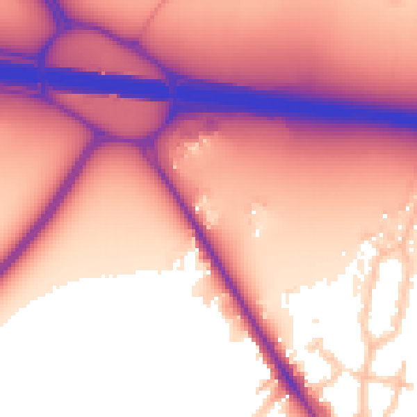 Daytime road noise heatmap for UB9 4DW
