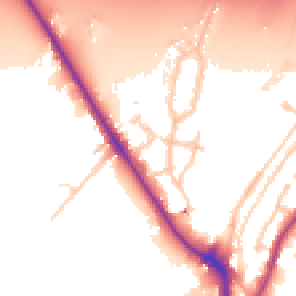 Daytime road noise heatmap for UB9 4DY
