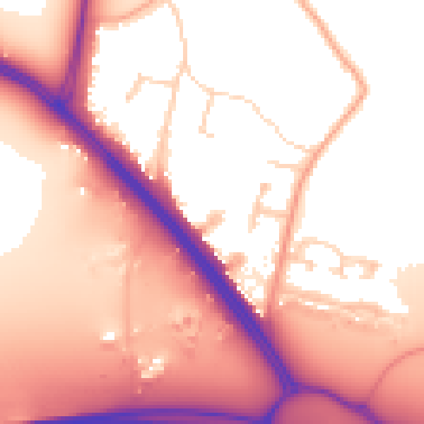 Daytime road noise heatmap for UB9 4EE