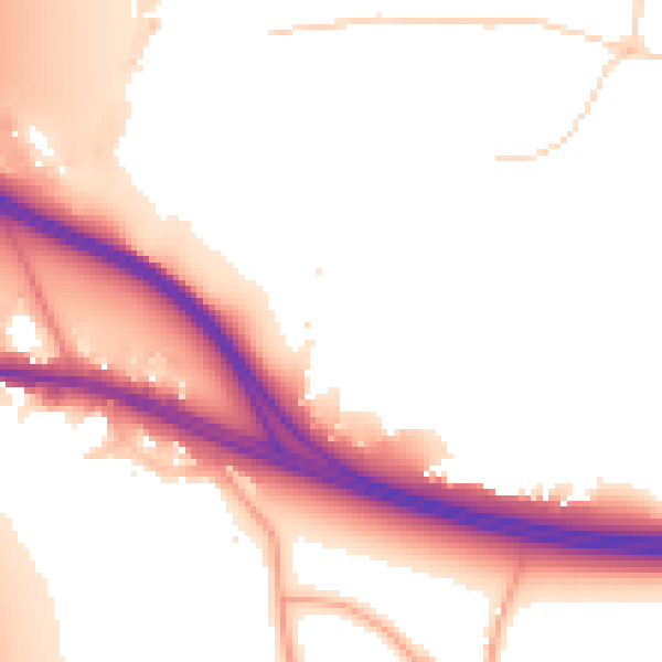 Daytime road noise heatmap for UB9 4LA