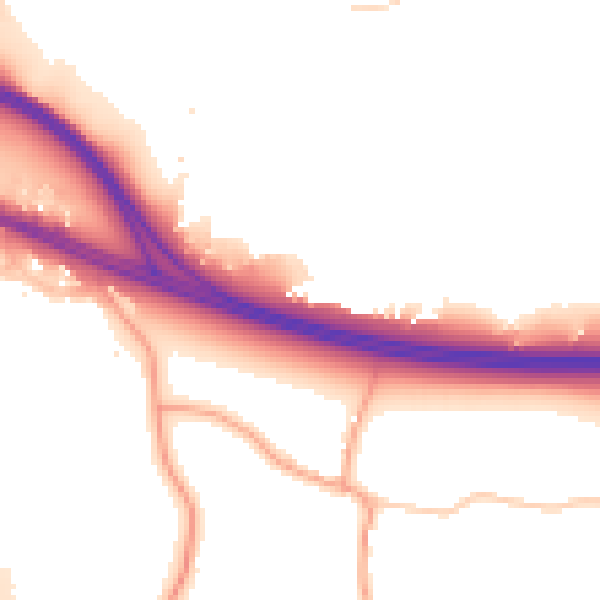 Daytime road noise heatmap for UB9 4LD