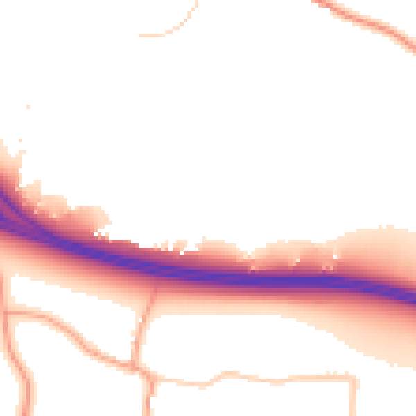 Daytime road noise heatmap for UB9 4LQ