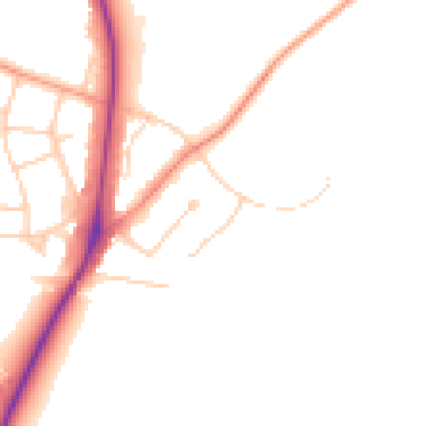 Daytime road noise heatmap for UB9 5BT