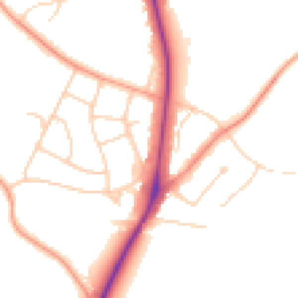 Daytime road noise heatmap for UB9 5EU