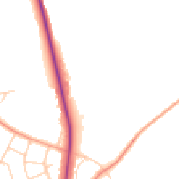Daytime road noise heatmap for UB9 5FP