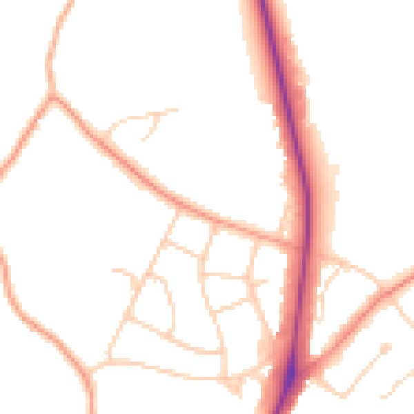 Daytime road noise heatmap for UB9 5GB