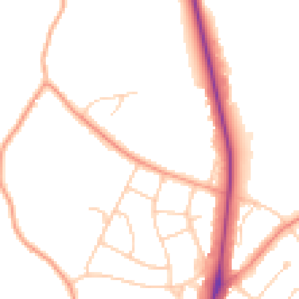 Daytime road noise heatmap for UB9 5GD