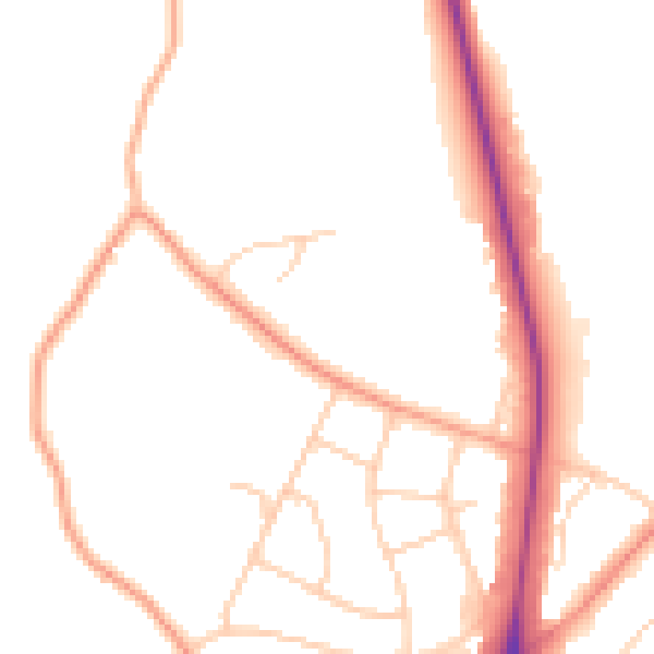 Daytime road noise heatmap for UB9 5GE