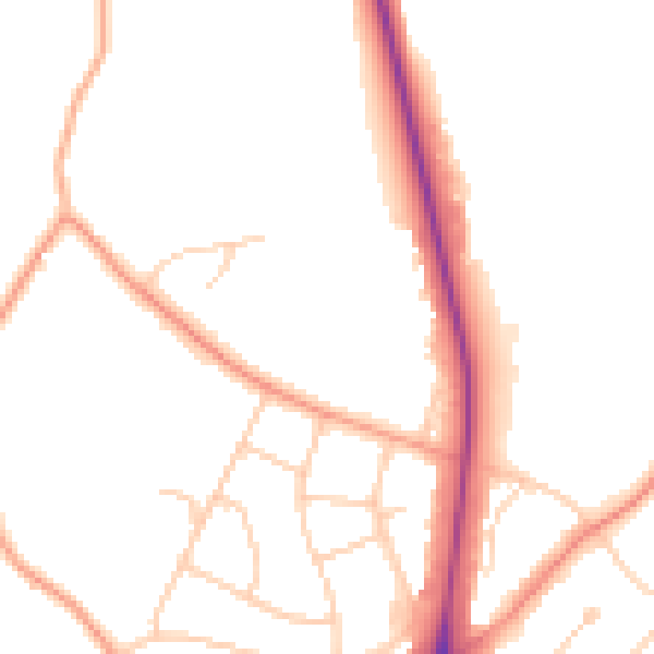 Daytime road noise heatmap for UB9 5GF