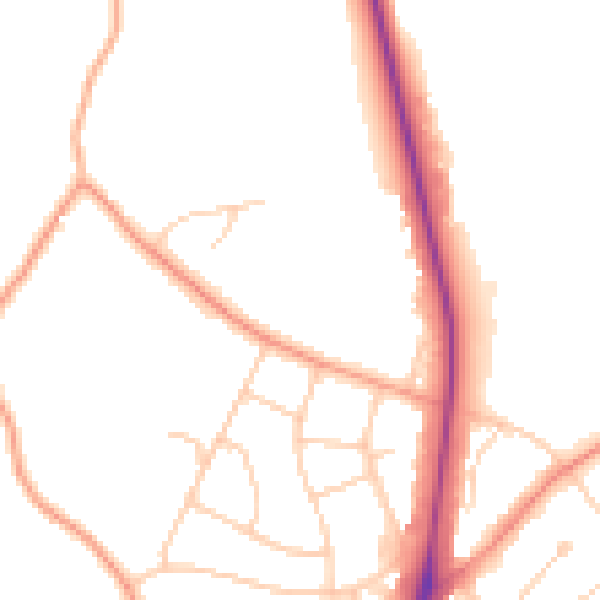 Daytime road noise heatmap for UB9 5GG
