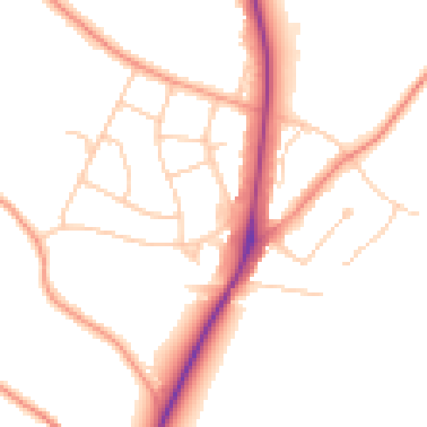Daytime road noise heatmap for UB9 5HX