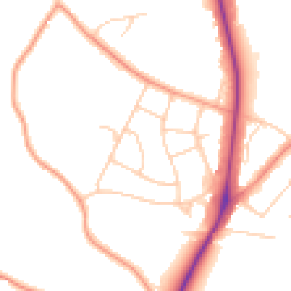 Daytime road noise heatmap for UB9 5JE