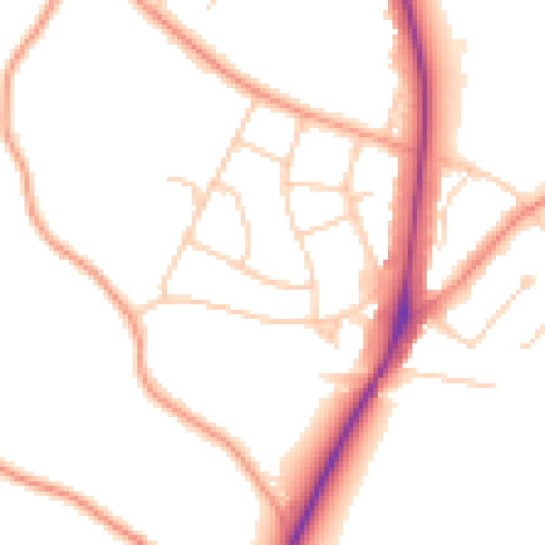 Daytime road noise heatmap for UB9 5JF