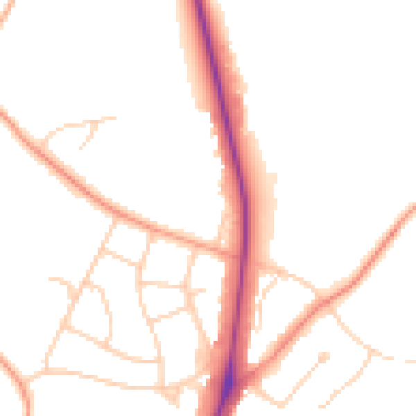 Daytime road noise heatmap for UB9 5JZ