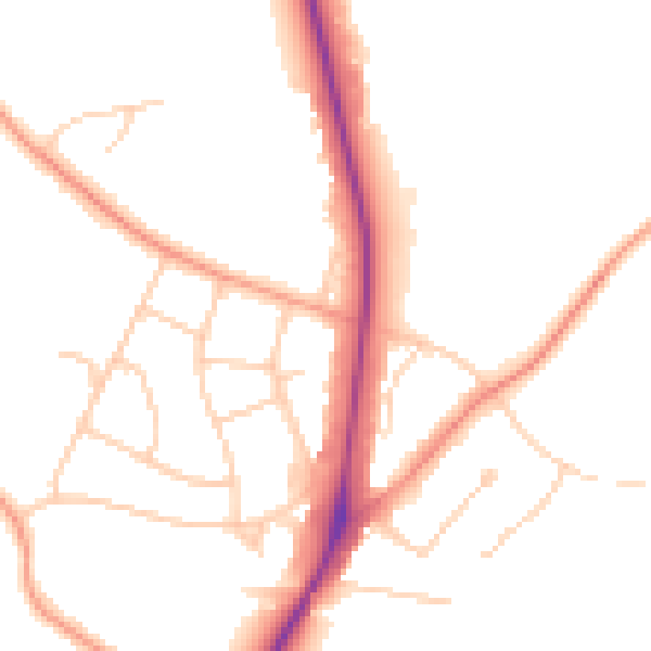 Daytime road noise heatmap for UB9 5LE
