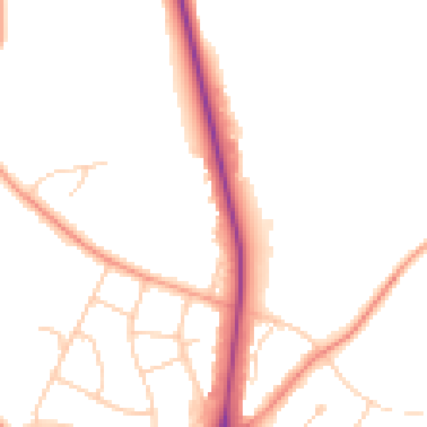 Daytime road noise heatmap for UB9 5LY