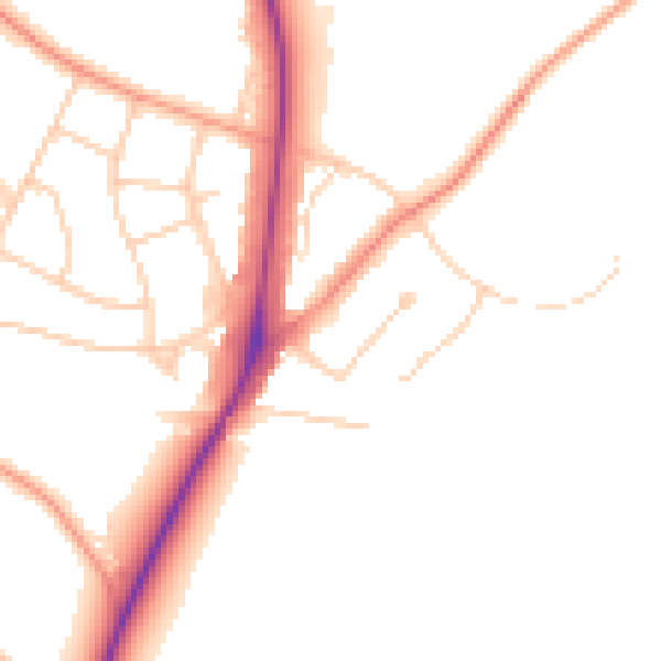 Daytime road noise heatmap for UB9 5ND