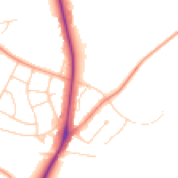 Daytime road noise heatmap for UB9 5NL