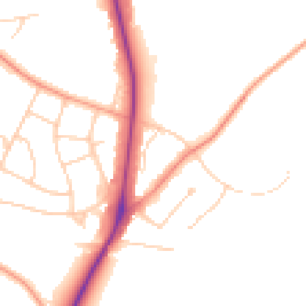 Daytime road noise heatmap for UB9 5NN