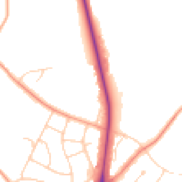 Daytime road noise heatmap for UB9 5NP