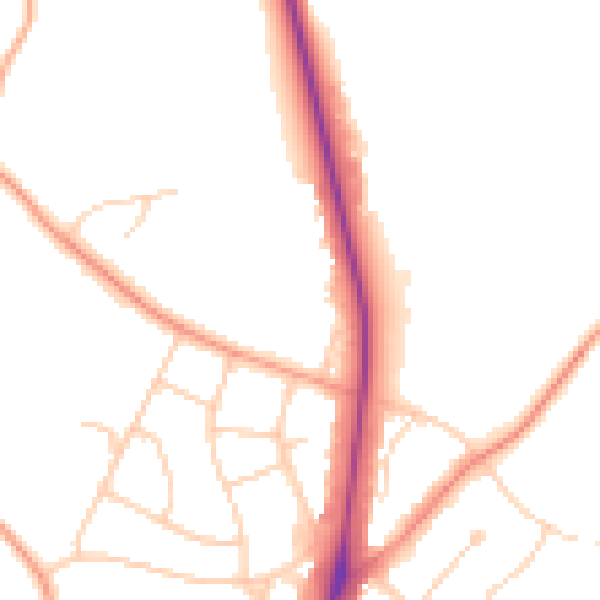 Daytime road noise heatmap for UB9 5NS