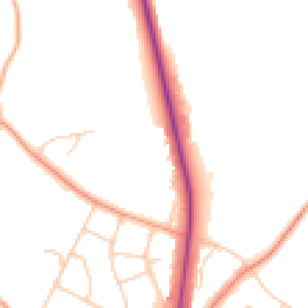 Daytime road noise heatmap for UB9 5NT