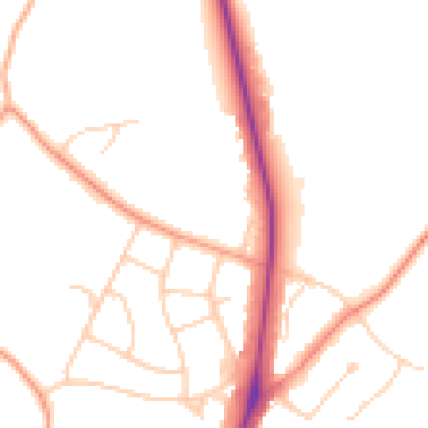 Daytime road noise heatmap for UB9 5NY