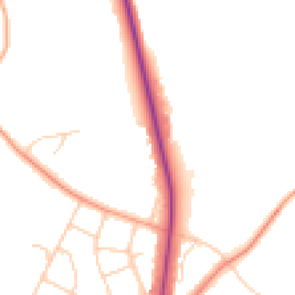 Daytime road noise heatmap for UB9 5NZ