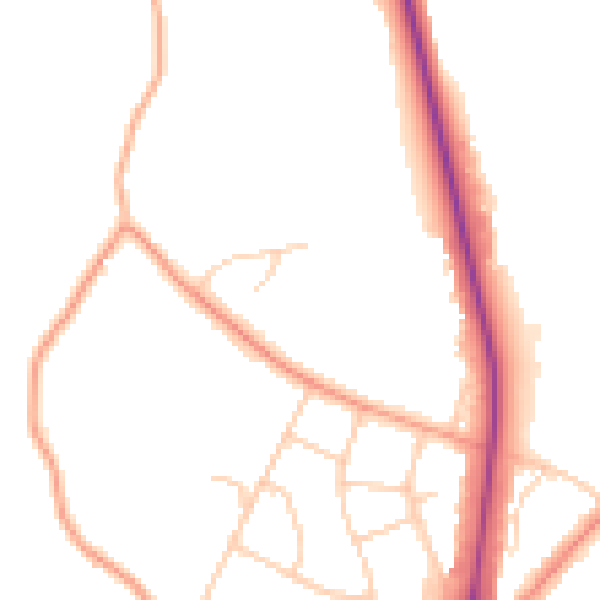 Daytime road noise heatmap for UB9 5PB