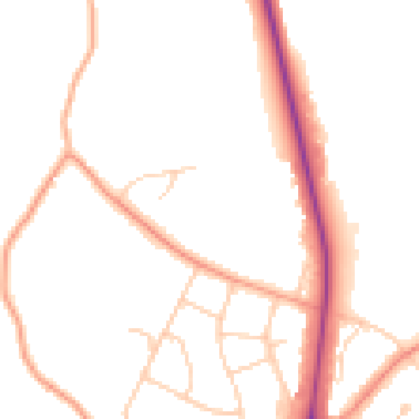 Daytime road noise heatmap for UB9 5PE