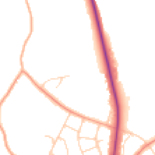 Daytime road noise heatmap for UB9 5PJ