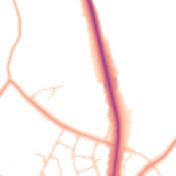 Daytime road noise heatmap for UB9 5PN
