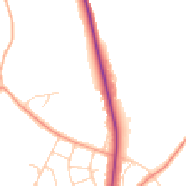Daytime road noise heatmap for UB9 5PP