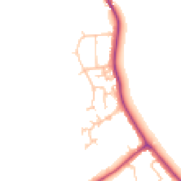 Daytime road noise heatmap for UB9 6AL