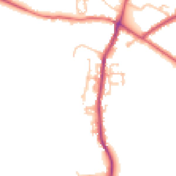 Daytime road noise heatmap for UB9 6DQ