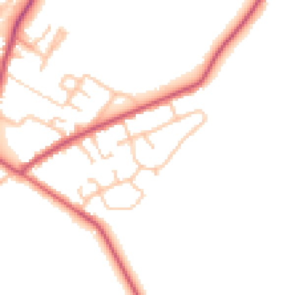 Daytime road noise heatmap for UB9 6HB