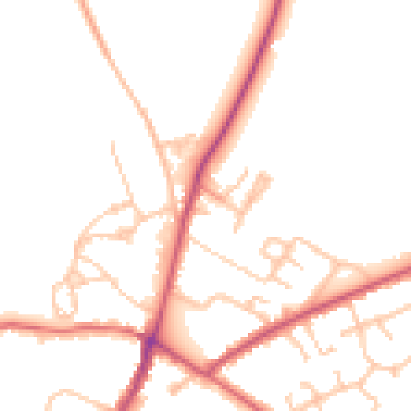 Daytime road noise heatmap for UB9 6JZ