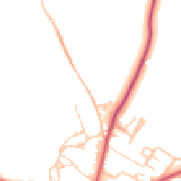 Daytime road noise heatmap for UB9 6LG