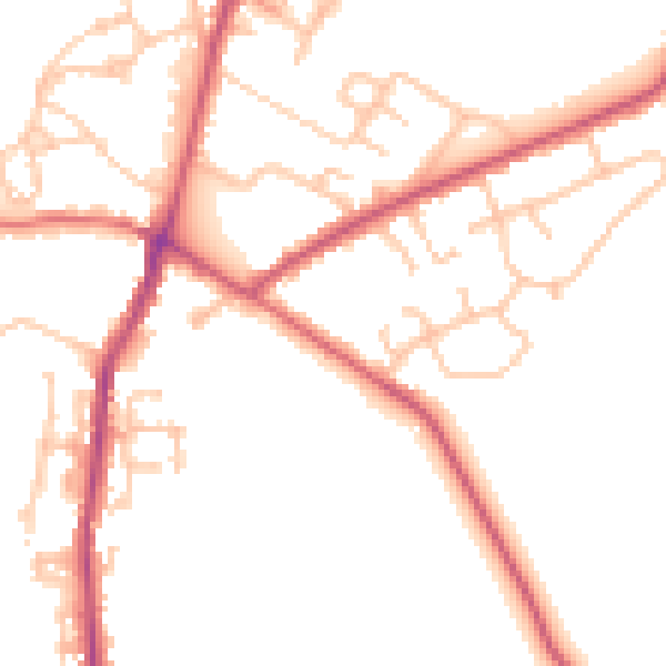 Daytime road noise heatmap for UB9 6NE