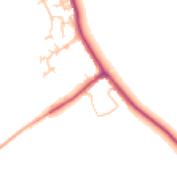 Daytime road noise heatmap for UB9 6PE