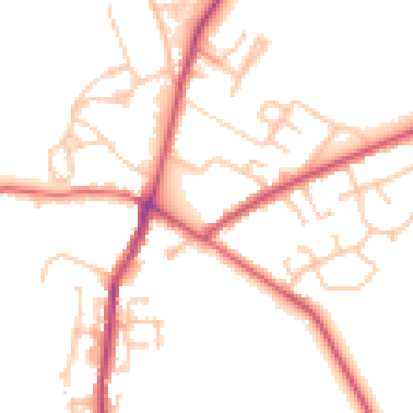 Daytime road noise heatmap for UB9 6QE