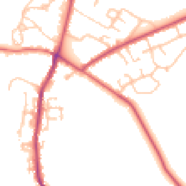 Daytime road noise heatmap for UB9 6QU