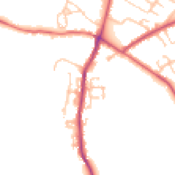Daytime road noise heatmap for UB9 6RB