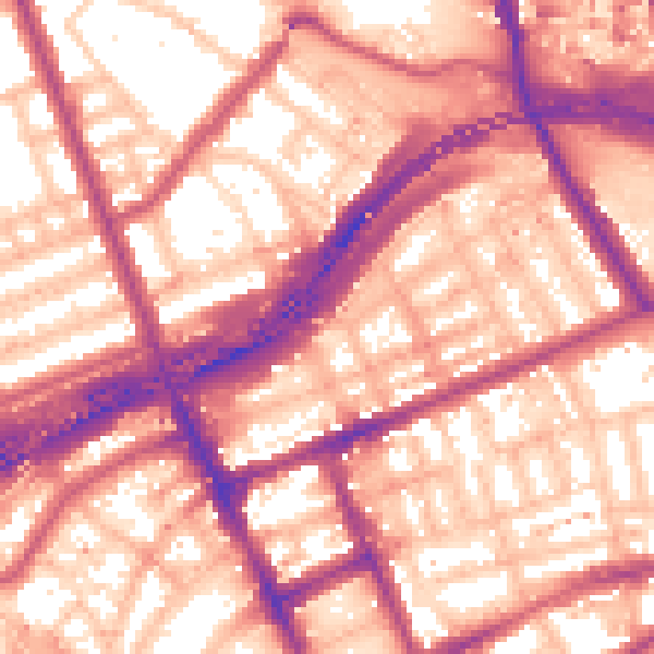 Daytime road noise heatmap for W11 1AN