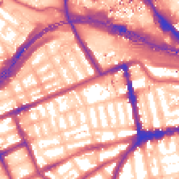 Daytime road noise heatmap for W11 1DT