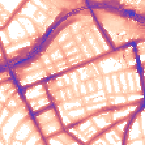 Daytime road noise heatmap for W11 1ED